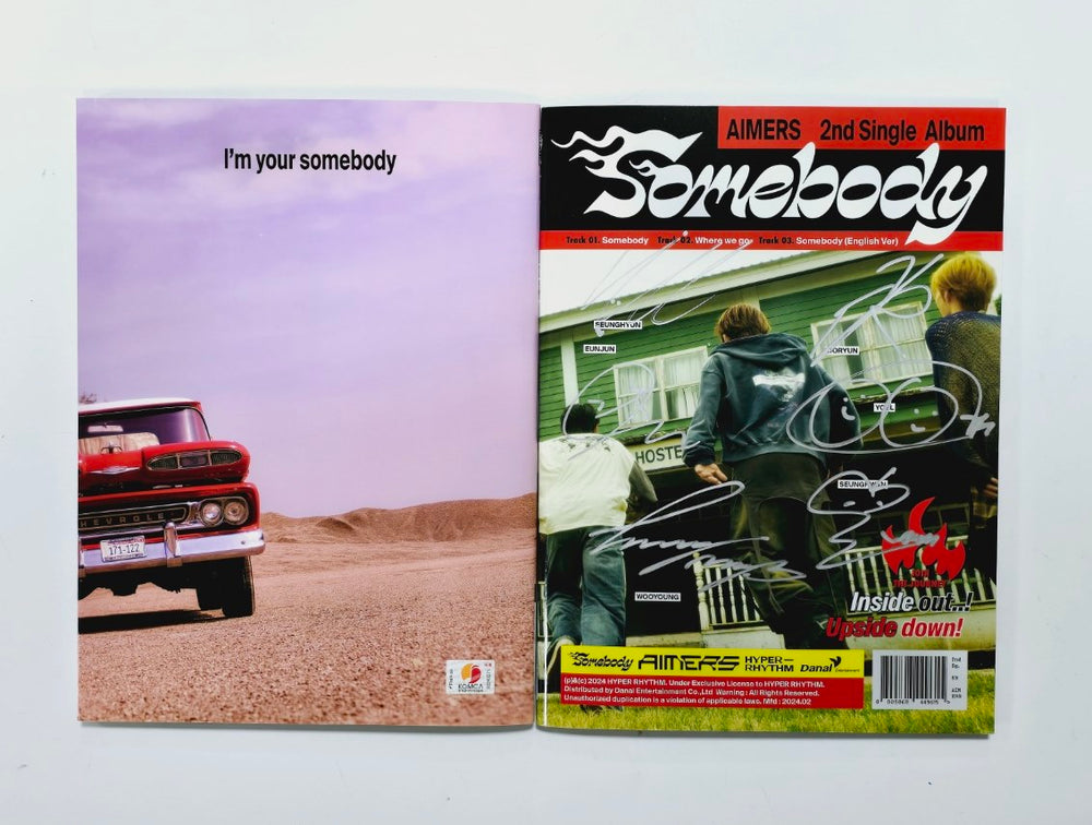 AIMERS 2nd Single "Somebody" - Hand Autographed(Signed) Promo Album [24.2.22] - HALLYUSUPERSTORE