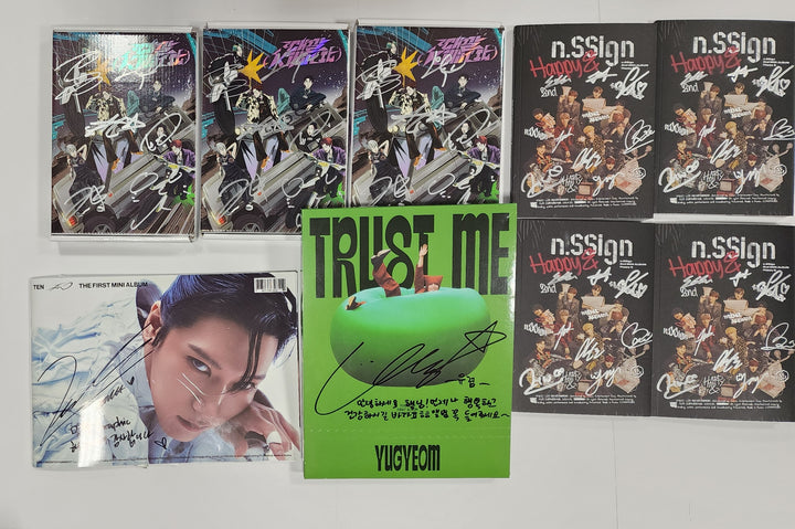 TEN "Light On Ver.", n.SSign "Happy &amp;", YUGYEOM "TRUST ME", P1Harmony "때깔" - Hand Autographed(Signed) Album [24.2.27] - HALLYUSUPERSTORE