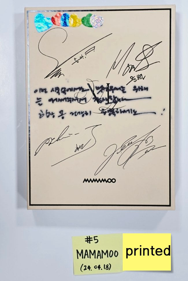 Mamamoo and Solar, Whee In, Hwasa, Moonbyul (of Mamamoo) - Hand Autographed(Signed) Promo Album [24.4.18] - HALLYUSUPERSTORE