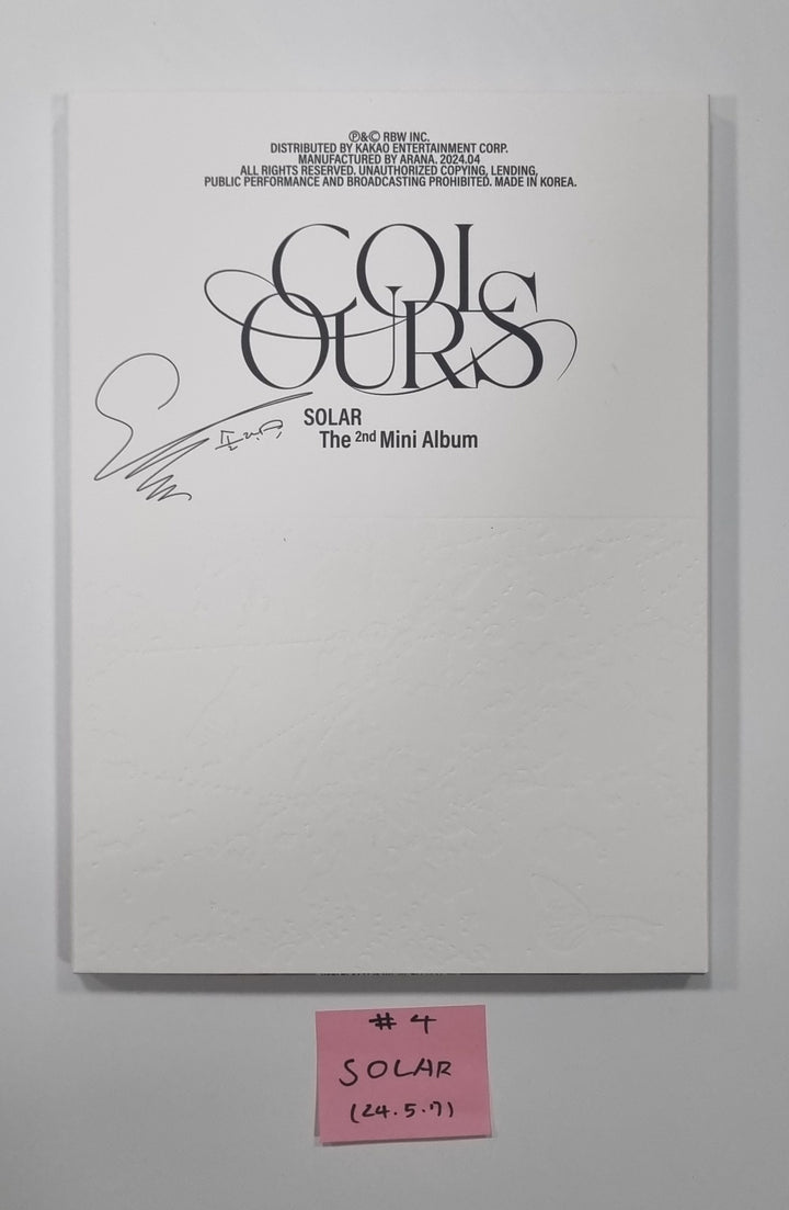 Solar "COLOURS" - Autographed (Printed Signed) Promo Album [24.5.7] - HALLYUSUPERSTORE