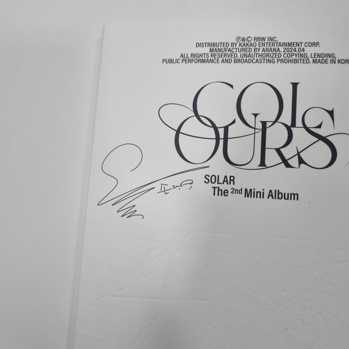 Solar "COLOURS" - Autographed (Printed Signed) Promo Album [24.5.7] - HALLYUSUPERSTORE