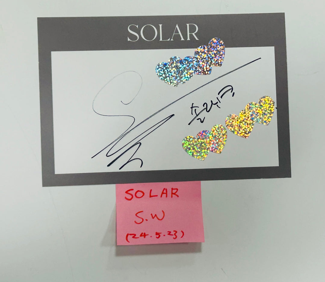 Solar "COLOURS" - Hand Autographed (Signed) Paper [24.5.23] - HALLYUSUPERSTORE