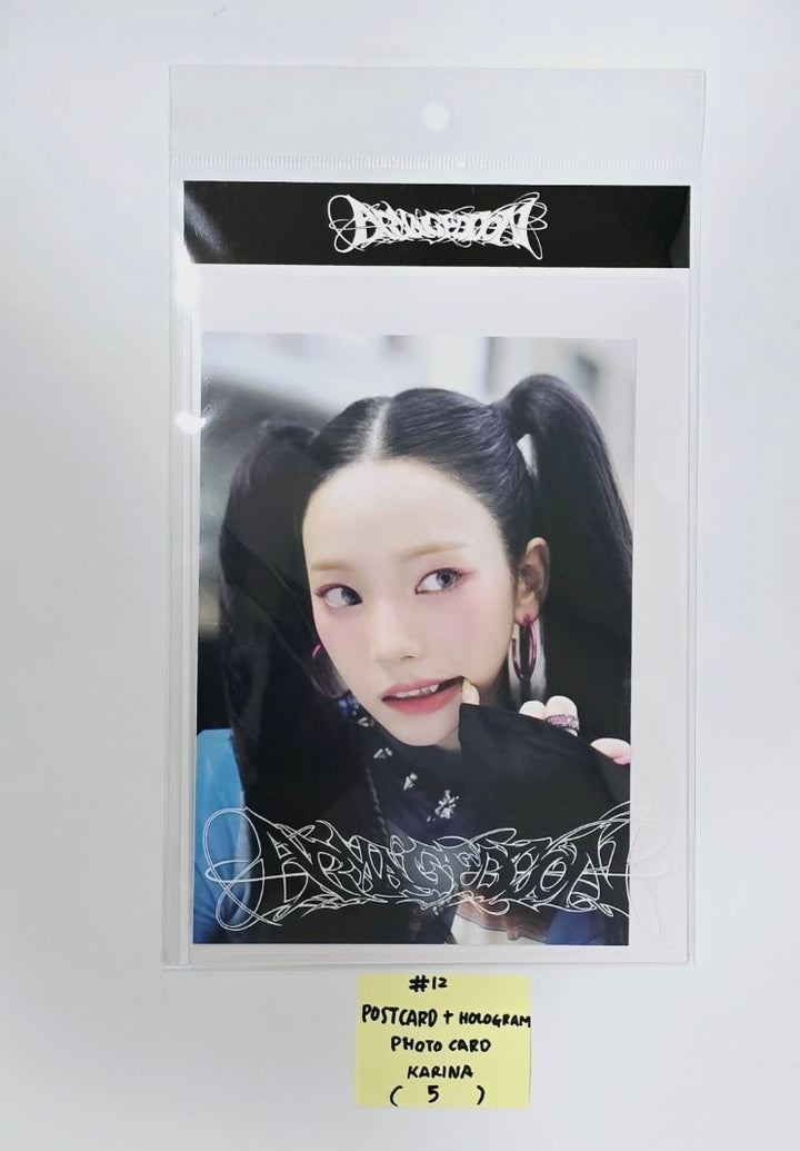 Aespa "Armageddon : The Mystery Circle" - Official MD [A4 PHOTO, Postcard + Hologram photocatd set, Acrylic Keyring, 4x6 Photo Set, Necklace Set, Hair Cla Clip Set, Pouch Set, Postcard Set, Mini Backpack set] [24.5.28] - HALLYUSUPERSTORE