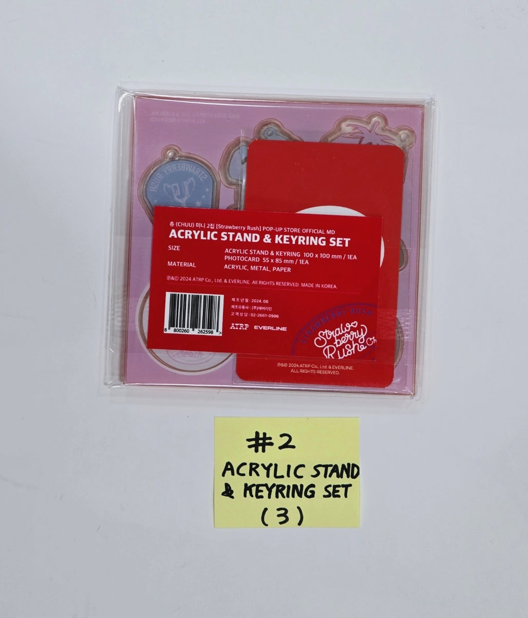 Chuu - "Strawberry Rush" Official MD (PVC Pouch Holder, 4-Cut Photo Holder Set, Acrylic Stand &amp; Keyring, Bandana) [24.06.26] - HALLYUSUPERSTORE