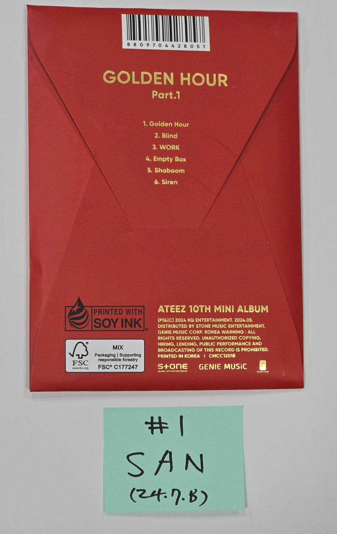 Ateez - "Golden Hour : Part.1" - Hand Autographed(Signed) Album [24.7.8] - HALLYUSUPERSTORE