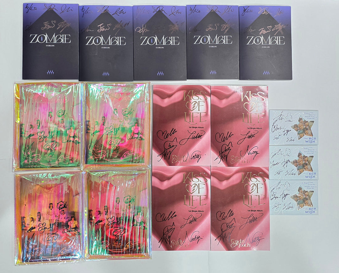 Everglow "ZOMBIE", Red Velvet "Cosmic", KISS OF LIFE "Midas Touch", NCT WISH "Songbird" - Hand Autographed(Signed) Promo Album [24.7.11] - HALLYUSUPERSTORE