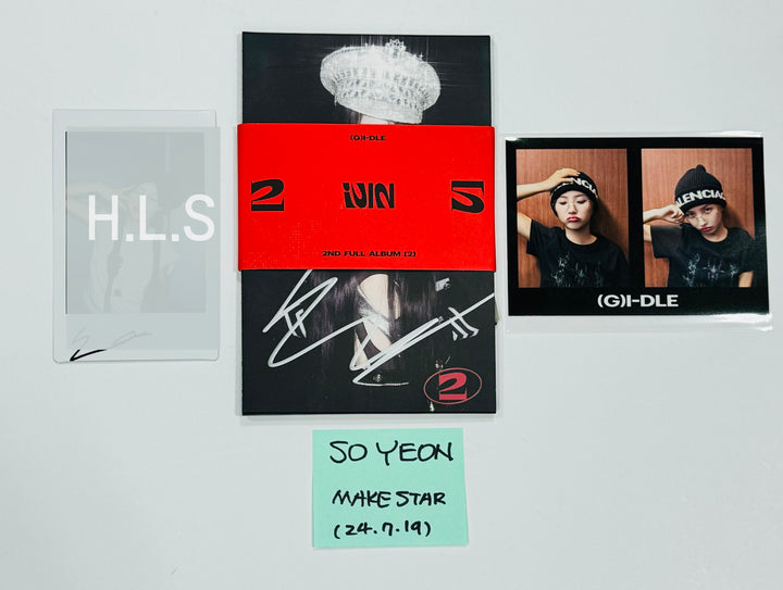 Soyeon (Of (g) I-DLE) "2" - Hand Autograhped(Signed) [Polaroid + Album] &amp; 2 Cut Photo [24.7.19] - HALLYUSUPERSTORE