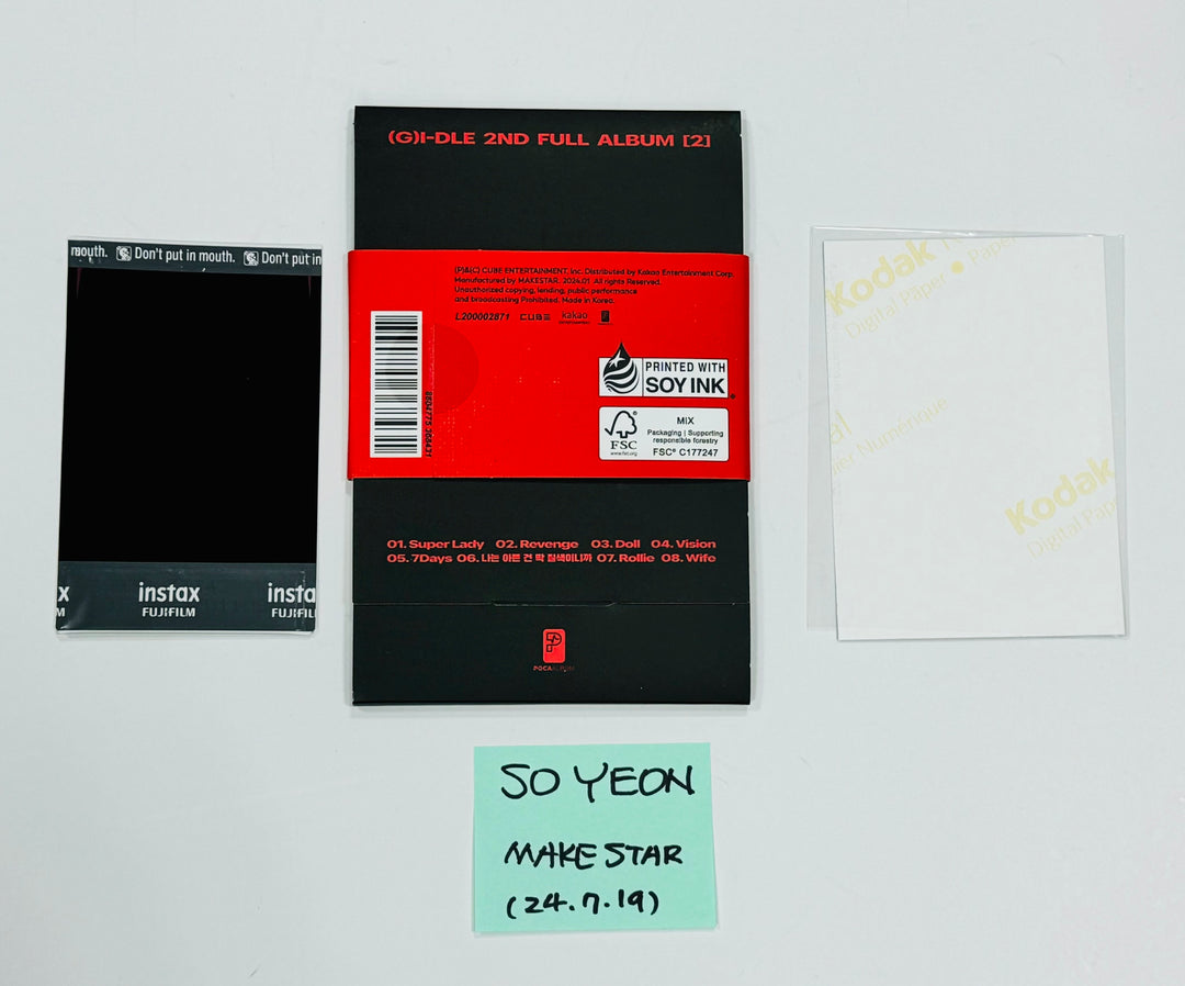 Soyeon (Of (g) I-DLE) "2" - Hand Autograhped(Signed) [Polaroid + Album] &amp; 2 Cut Photo [24.7.19] - HALLYUSUPERSTORE