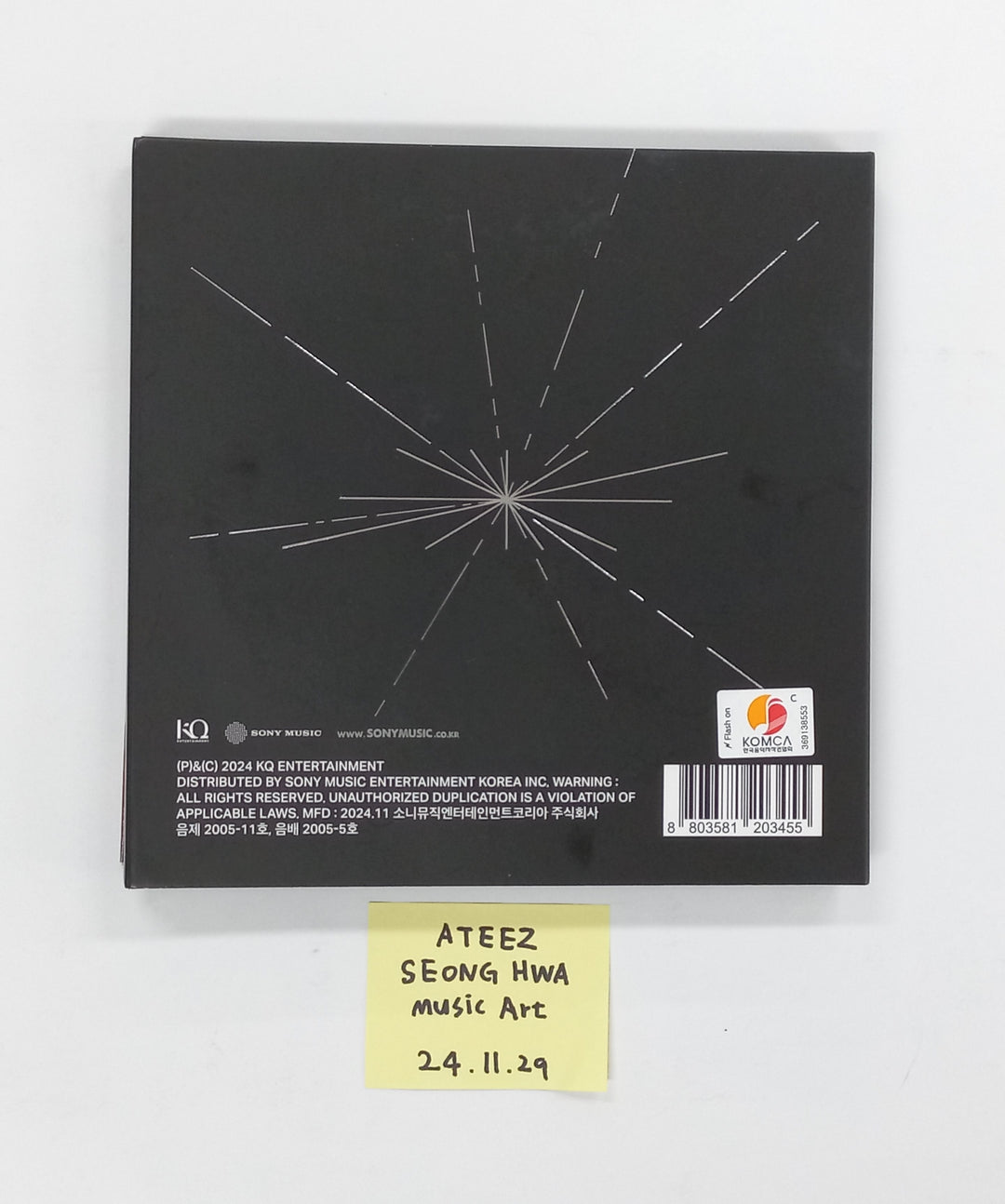 Seong Hwa (Of Ateez) "GOLDEN HOUR : Part.2" - Hand Autographed(Signed) album [Digipack Ver.] [24.12.6]