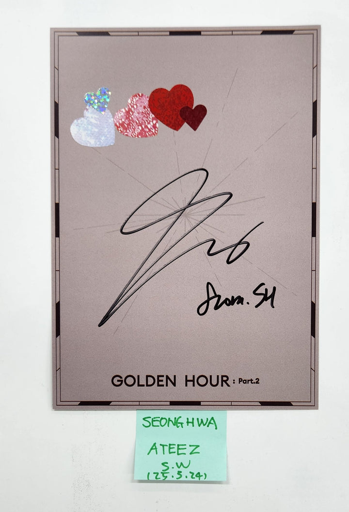Seong Hwa (Of Ateez) "GOLDEN HOUR : Part.2" - Hand Autographed(Signed) Paper[25.3.24]