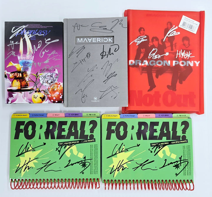 The Boyz "MAVERICK" &amp; "PHANTASY Pt.2 Sixth Sense", TNX "For Real?", Dragon Pony "Not Out" - Hand Autographed(Signed) Promo Album [25.3.27]