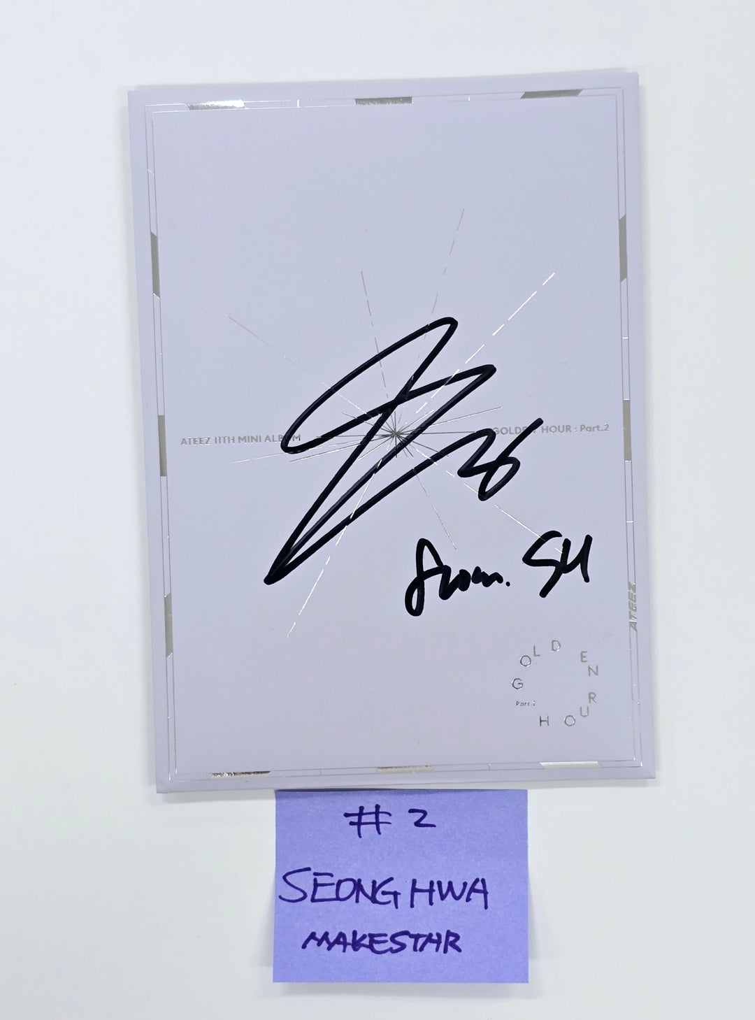 Seonghwa (Of Ateez) "GOLDEN HOUR : Part.2" - Hand Autographed(Signed) Photocard, Album [25.3.31]