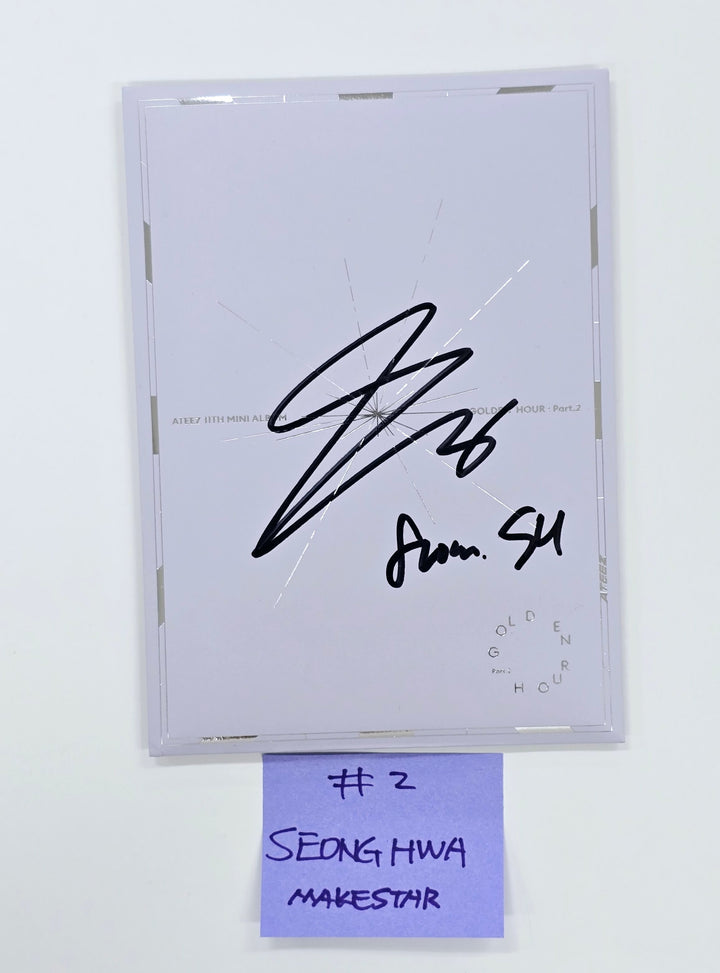 Seonghwa (Of Ateez) "GOLDEN HOUR : Part.2" - Hand Autographed(Signed) Photocard, Album [25.3.31]