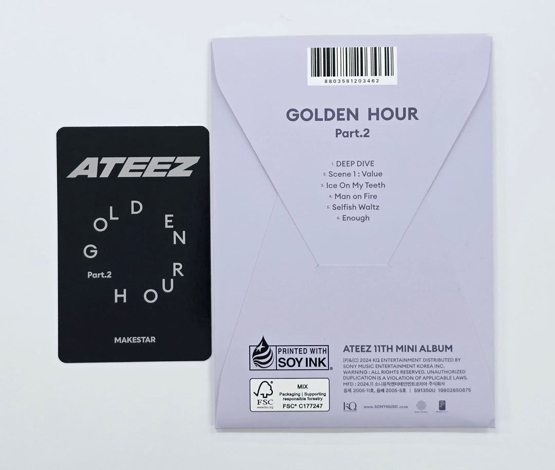 Seonghwa (Of Ateez) "GOLDEN HOUR : Part.2" - Hand Autographed(Signed) Photocard, Album [25.3.31]