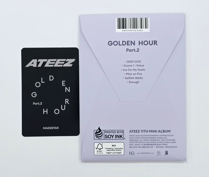 Seonghwa (Of Ateez) "GOLDEN HOUR : Part.2" - Hand Autographed(Signed) Photocard, Album [25.3.31]