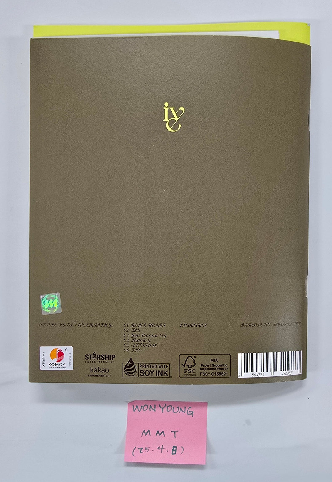 Wonyoung (Of IVE) "EMPATHY " - Hand Autographed(Signed) Album [25.4.8]