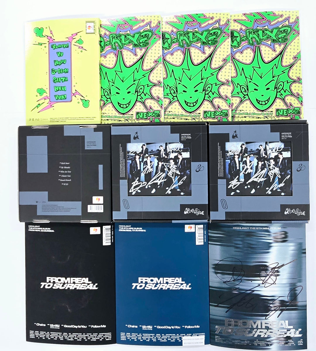 NEXZ "O-RLY?", AMPERS&amp;ONE "WILD&amp;FREE", HIGHLIGHT "From Real to Surreal" - Hand Autographed(Signed) Promo Album [25.5.8]