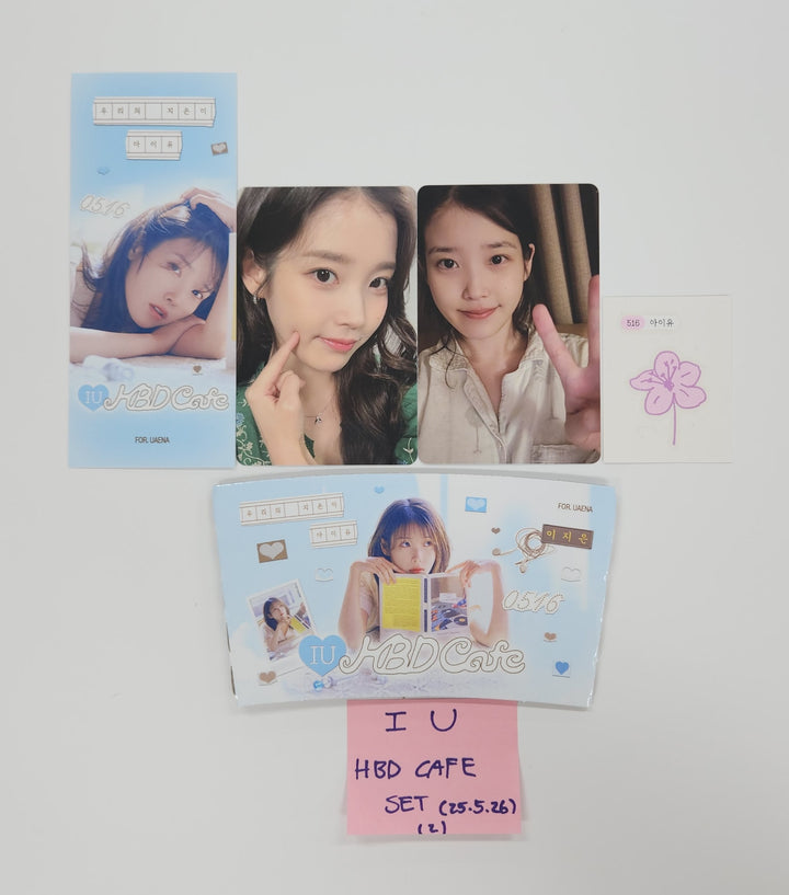 IU - HBD Cafe Event Photocards Set (2EA) + Cup Holder &amp; Book Mark + Sticker Seal [25.5.26]