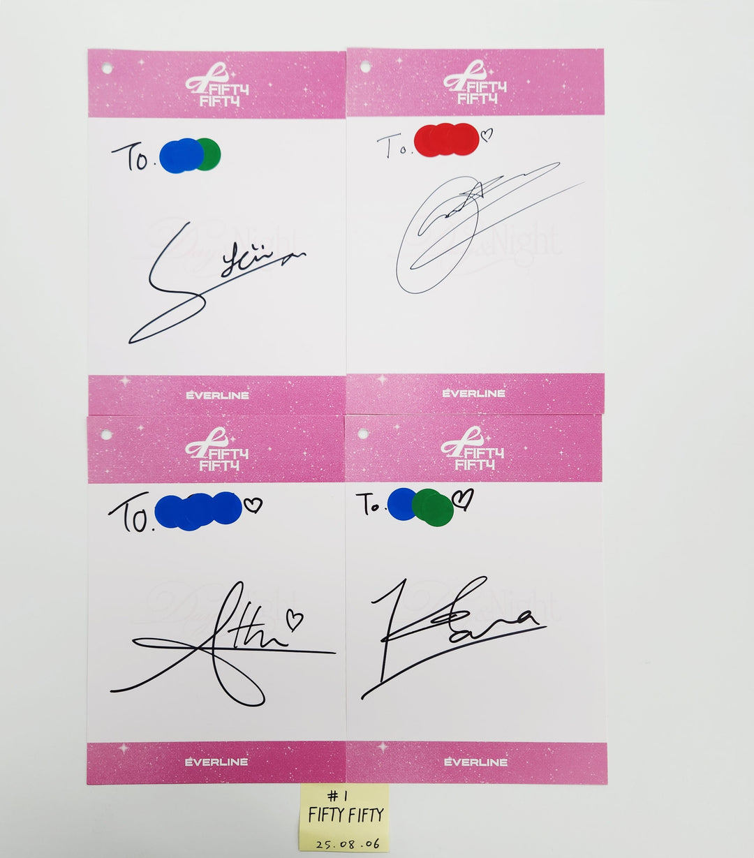 FIFTYFIFTY "Day &amp; Night" - Hand Autographed(Signed) Paper Set(4ea) [25.8.6]