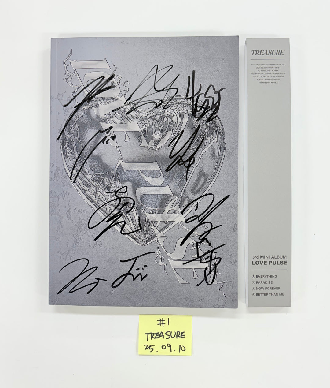 TREASURE "LOVE PULSE" - Hand Autograhped(Signed) Promo Album (METAL VER.) [25.9.10]