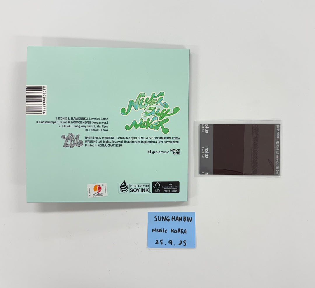 SUNGHANBIN (Of ZEROBASEONE) "NEVER SAY NEVER" - Hand Autographed(Signed) Album &amp; Polaroid [25.9.22]