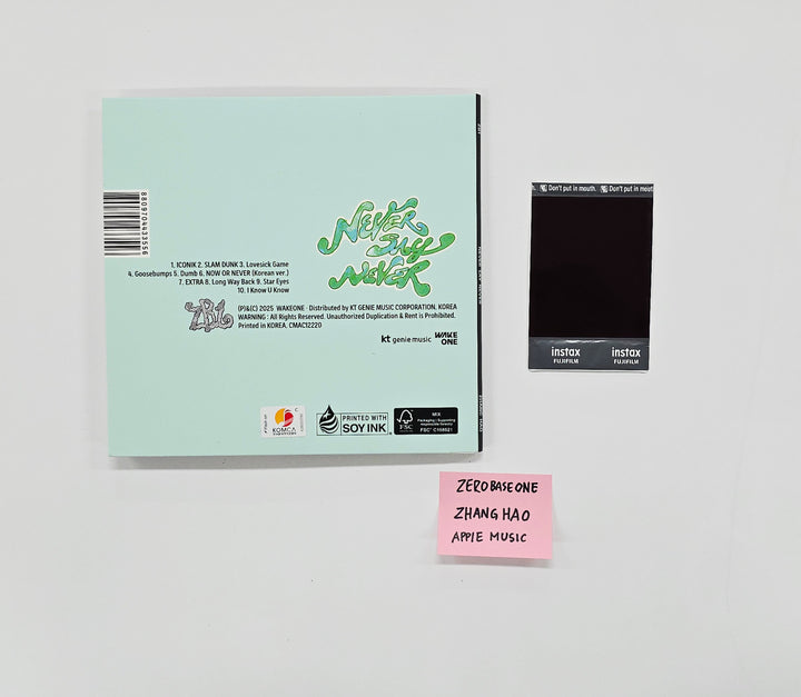ZHANGHAO (Of ZEROBASEONE) "NEVER SAY NEVER" - Hand Autographed(Signed) Album &amp; Polaroid [25.10.22]