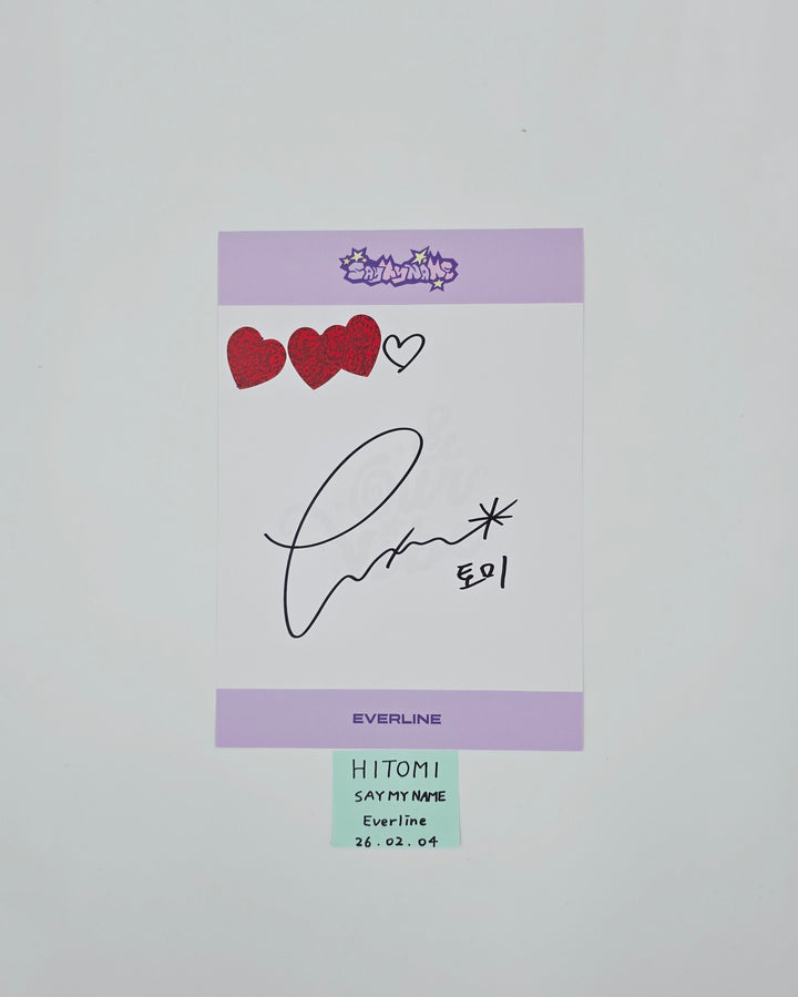 HITOMI (of SAY MY NAME) "&amp;Our Vibe" - Everline Hand Autographed(Signed) Paper [26.02.04]