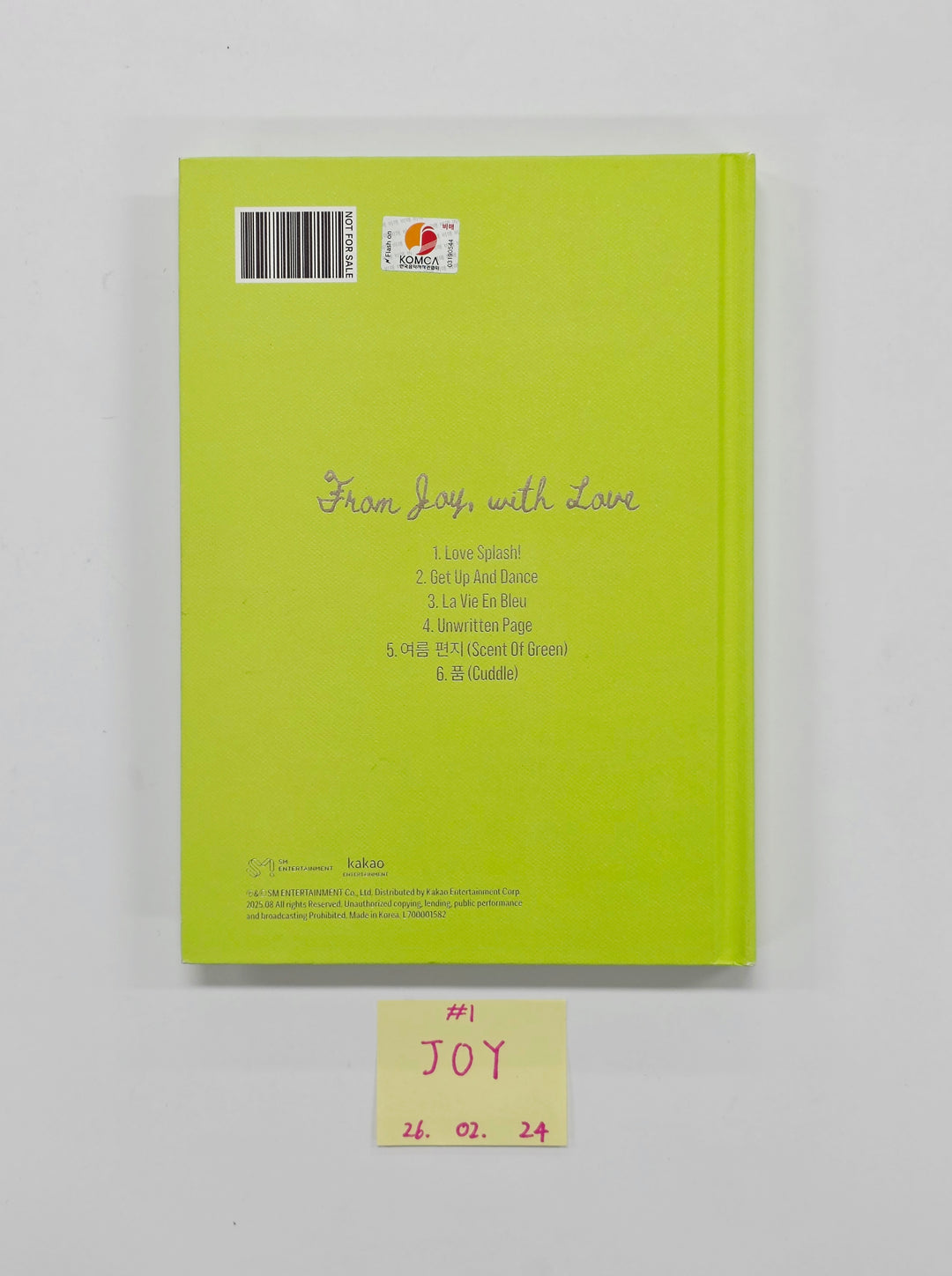 JOY (of Red Velvet) "From JOY, with Love" - Hand Autograhped(Signed) Promo Album [26.02.24]