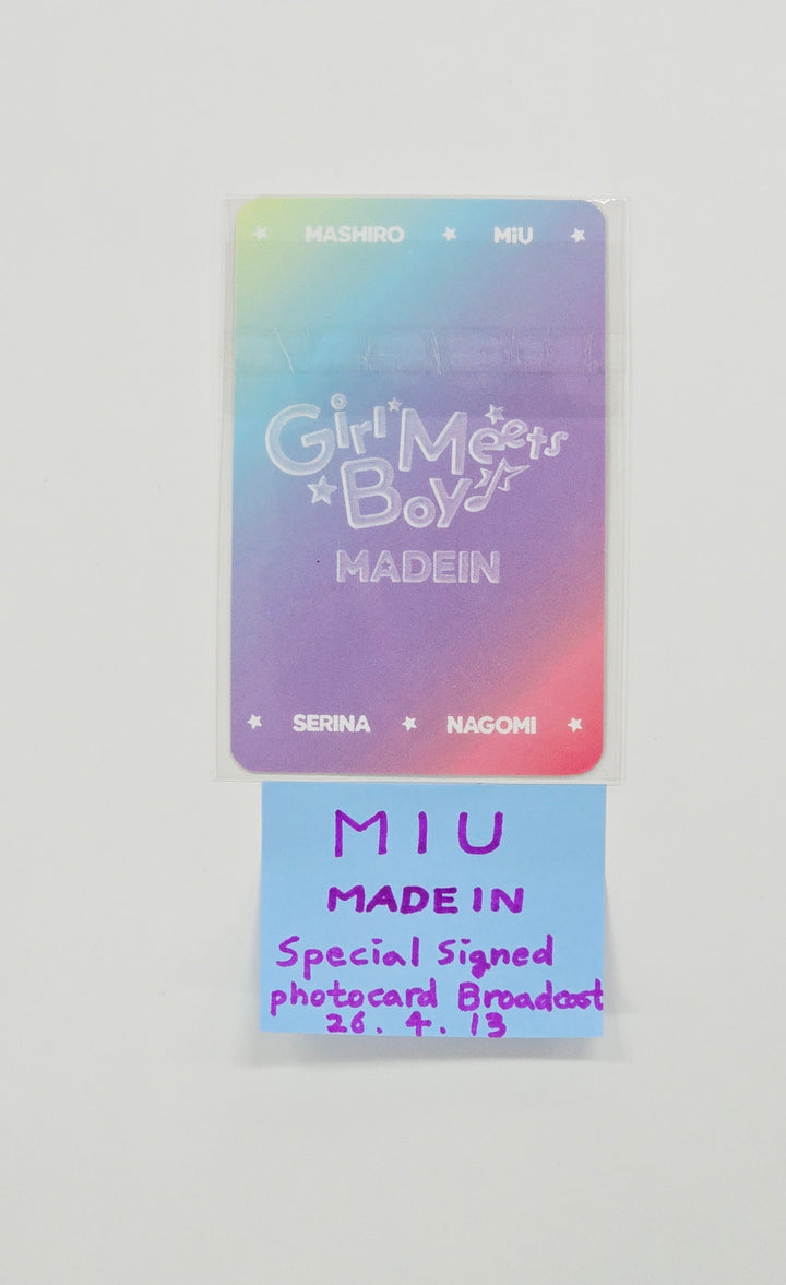 MIU (of MADEIN) "Girl Meets Boy" - Hand Autographed(Signed) Special Signed Broadcast Photocard [26.04.13]