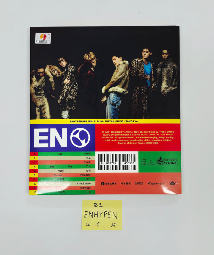 ENHYPEN "THE SIN : BLISS" - Hand Autographed(Signed) Promo Album [26.08.24]