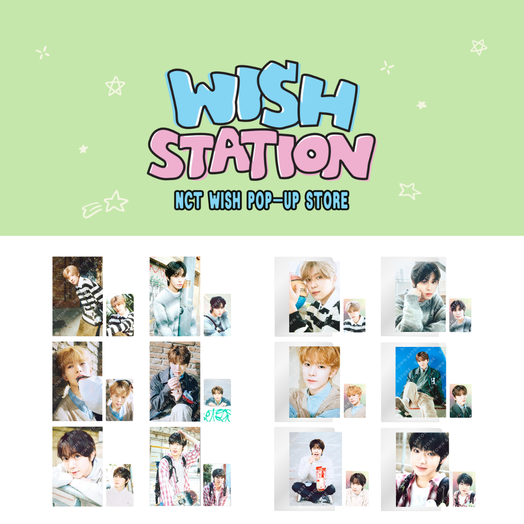 NCT Wish - "Wish Station" Official MD (4x6 Photo, Postcard + Hologram Photocard) - HALLYUSUPERSTORE