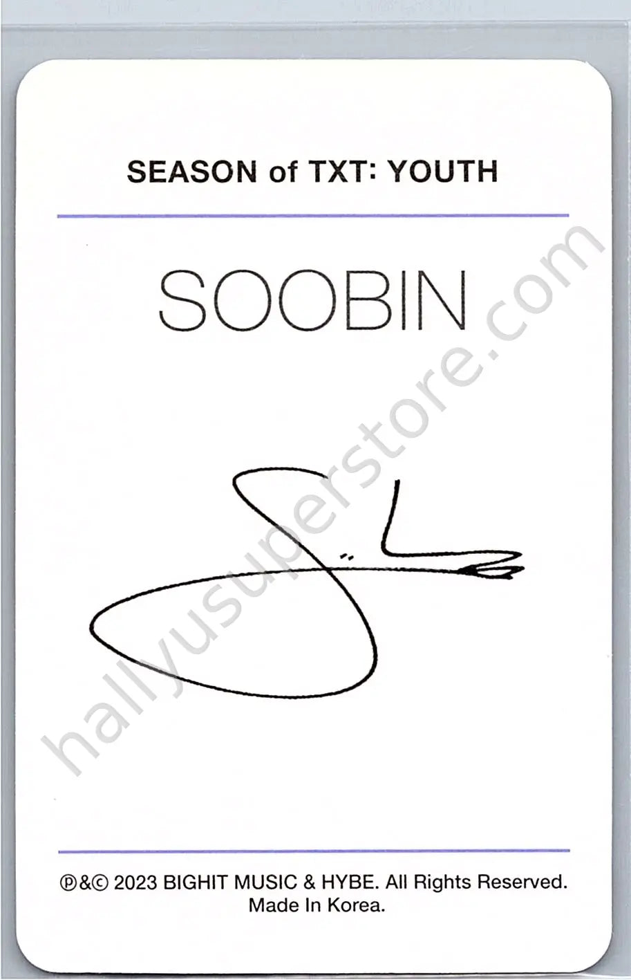 TOMORROW X TOGETHER - Soobin - Season of TXT YOUTH FPO photobook inclusion photocard set