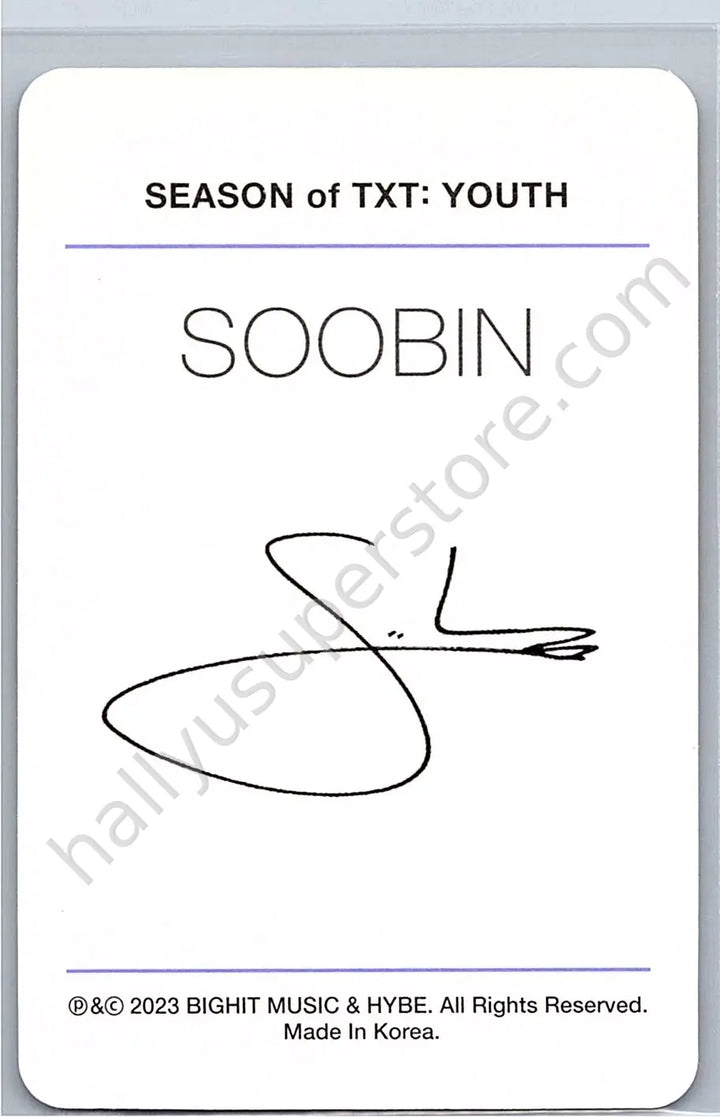 TOMORROW X TOGETHER - Soobin - Season of TXT YOUTH FPO photobook inclusion photocard set