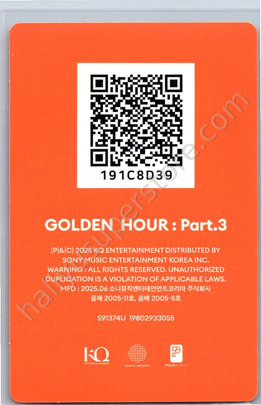 ATEEZ - Seonghwa - ATEEZ - Seonghwa - Golden Hour : Part.3 Album - Poca Album QR Card