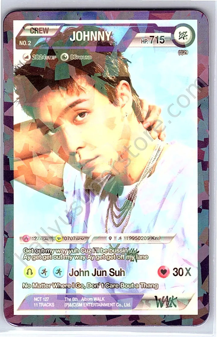 NCT 127 - Johnny - Walk album photocard character card version holographic (hologram) id card