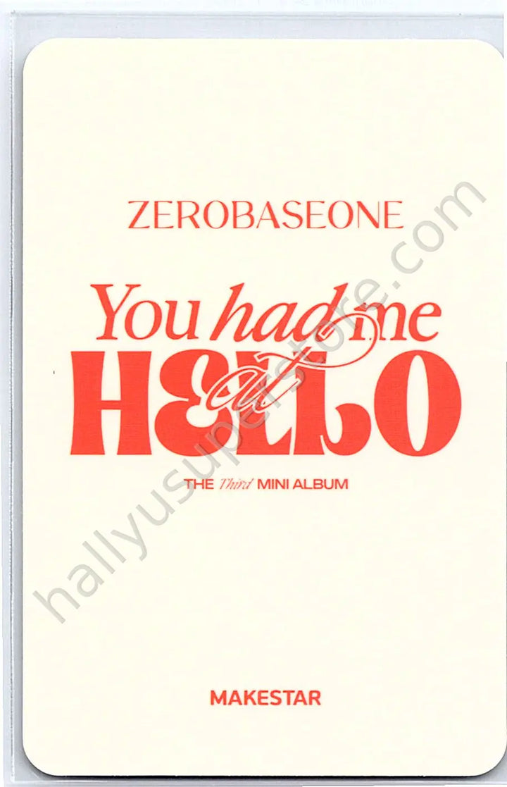 ZEROBASEONE - Hao - You Had Me at Hello makestar pob (pre-order benefit) zerose version