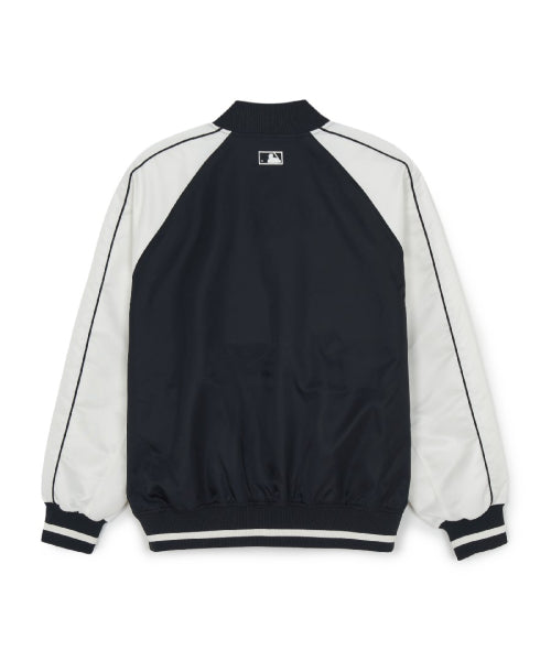 Nylon Front Cursive Varsity Jacket NYM (Black)
