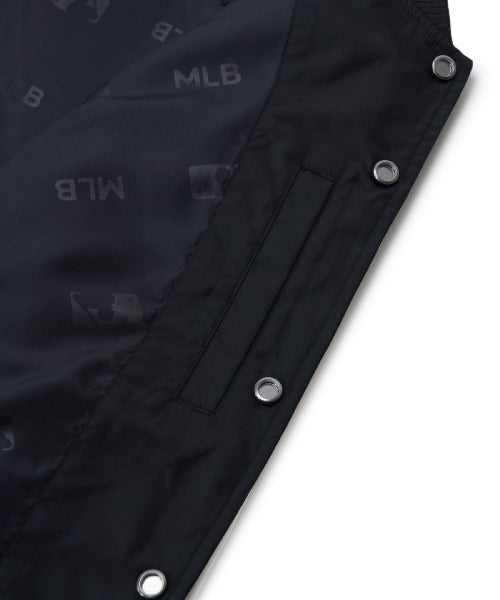 Nylon Front Cursive Varsity Jacket NYM (Black)