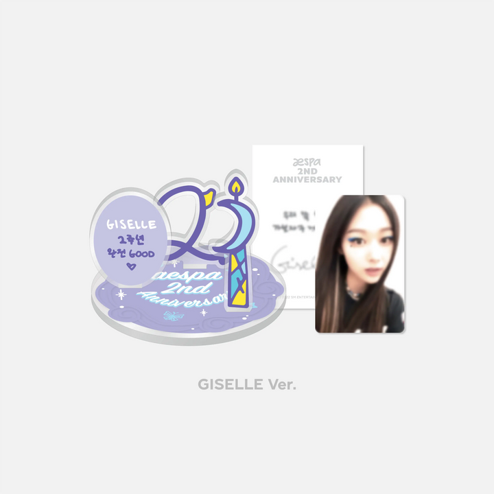 Aespa "2nd Anniversary" - Acrylic Stand &amp; AR Voice Card Set (Choose member) - HALLYUSUPERSTORE
