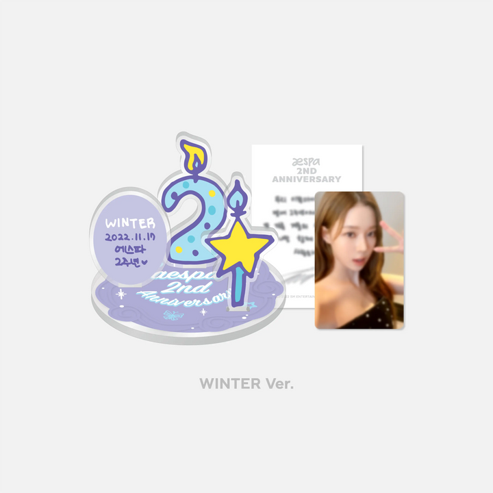Aespa "2nd Anniversary" - Acrylic Stand &amp; AR Voice Card Set (Choose member) - HALLYUSUPERSTORE