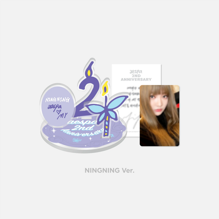 Aespa "2nd Anniversary" - Acrylic Stand &amp; AR Voice Card Set (Choose member) - HALLYUSUPERSTORE