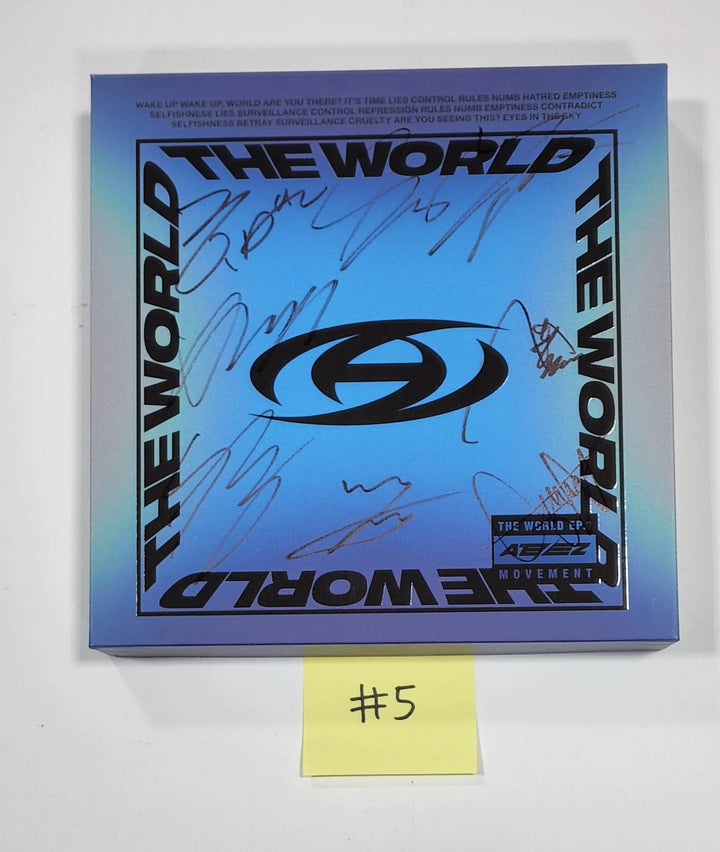 Ateez - 8th Mini album "World EP.1 - Movement" - Hand Autographed(Signed) Promo Album - HALLYUSUPERSTORE