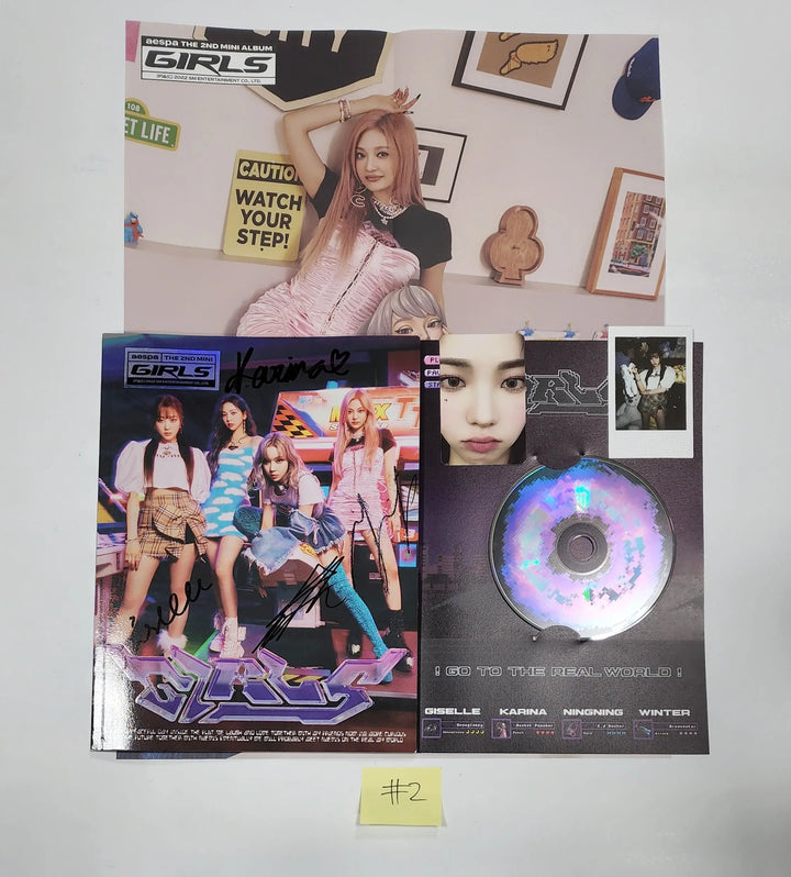 Aespa "Girls" - Hand Autographed(Signed) Promo Album - Must Read! - HALLYUSUPERSTORE