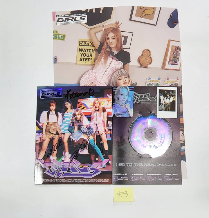 Aespa "Girls" - Hand Autographed(Signed) Promo Album - Must Read! - HALLYUSUPERSTORE