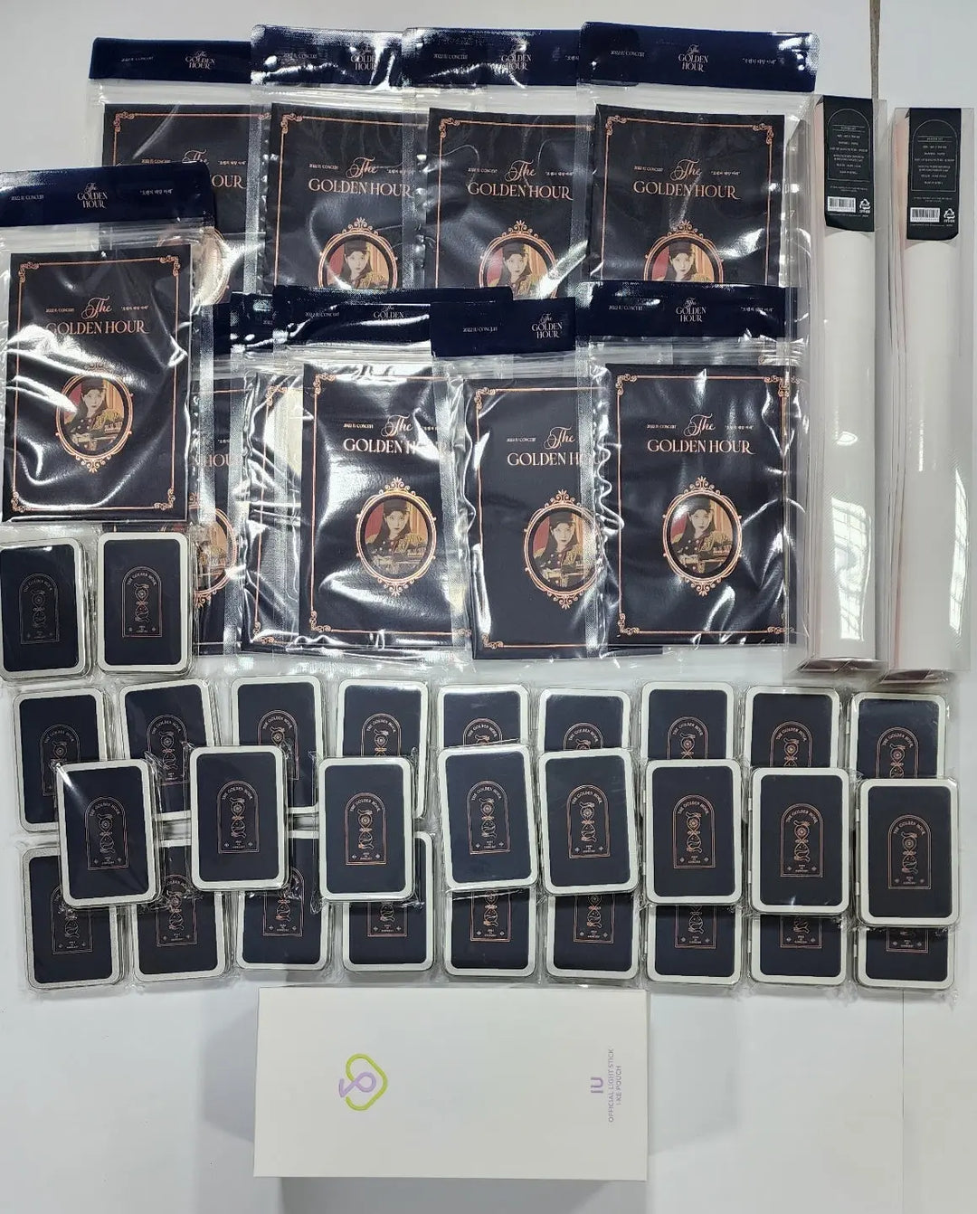 IU  "2022 The Golden Hour" - Official MD [I-Ke Pouch, Poster Set, Pohotcard Set, Mini Photo Book] - HALLYUSUPERSTORE