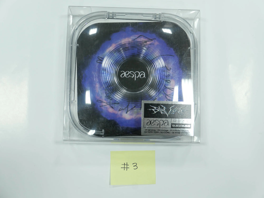Aespa 'Savage' 1st mini - Hand Autographed(Signed) Promo Album - HALLYUSUPERSTORE