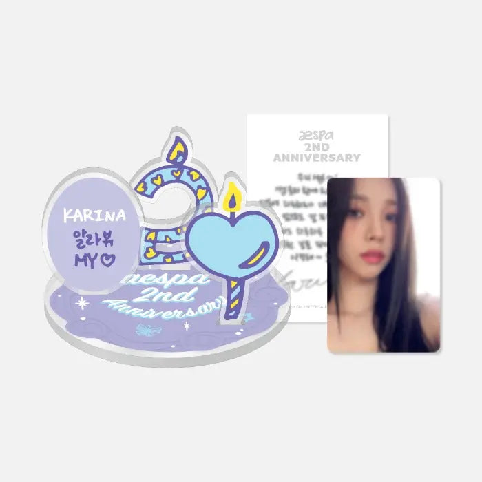 Aespa "2nd Anniversary" - Acrylic Stand &amp; AR Voice Card Set (Choose member) - HALLYUSUPERSTORE